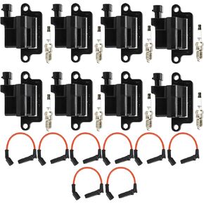 Black Ignition Coil Pack + Iridium Spark Plugs for 03-06 Chevy Avalanche 1500, 03-05 GMC Savana 1500 2500 3500, GMC Sierra 1500 HD 2500 HD 3500, Hummer H2, 4.8L 5.3L 6.0L, UF271 IGN348, 8 Sets