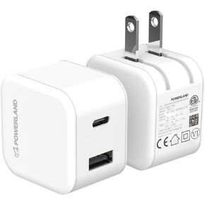 USB C Charger Block 25W,2 Pack Compact Foldable Plug PD PPS Fast Charger Adapter Compatible with iPhone 15/15 Plus/14/13/12,MacBook Pro/Air,iPad/iPad Mini and More