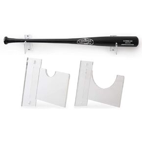 Baseball Bat Wall Mount for Horizontal Display - Sturdy Acrylic Bat Holder - Fits Any Baseball or Softball Bat (Hardware Included) Easy to Install