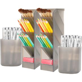 4 قطع منظم أقلام، تنظيم مكتبي، أقلام تحديد مكتبية لطيفة، حامل أكواب، صندوق تخزين، مجموعة أدوات ثابتة متعددة الوظائف للمنزل والمكتب والمدرسة - أسود in Kuwait