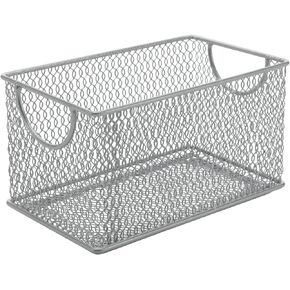 YBM HOME Mesh Storage Box, Silver Mesh Great for School Home or Office Supplies, Books, Computer Discs and More (1, 7.75 x 4.3 x 4.3)