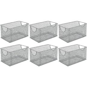 YBM HOME Mesh Storage Box, Silver Mesh Great for School Home or Office Supplies, Books, Computer Discs and More (1, 7.75 x 4.3 x 4.3)