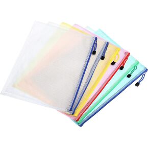 YOKIVE 6 Pack Mesh Zipper Bags, B4 Mesh File Pockets | Plastic Document Pouch, Great for Office Appliances Travel Storage(Multicolor)