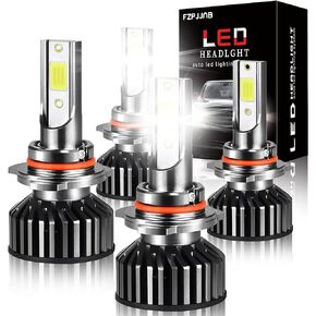 Fit for Dodge Charger 2016-2020 LED Headlight Bulbs 9005/HB3 High Beam+9005/HB3 Low Beam Combo, 300% Brightness, 6000K Cool White LED Headlamps, IP68 Waterproof, Halogen Replacements, 4PCS in Kuwait
