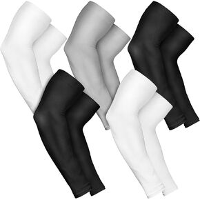 AURUZA 5 Pairs Arm Sleeves for Men Women, Compression Tattoo Sleeve Cover Up for Basketball Volleyball UV Sun Protection