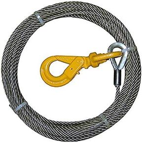 4-38SC56LH Winch Cable, 3/8" x 50' Steel Core with Self Locking Swivel Hook for Wrecker, Tow Truck, Rollback, Crane, Century, Jerrdan and More!