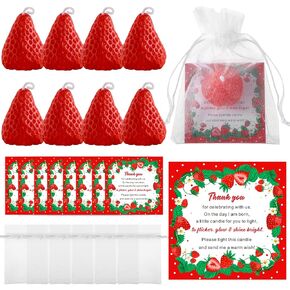 20 Set Strawberry Shaped Candles Baby Shower Favors 20 Strawberry Candles for Guests with 20 Thank Tags and 20 Return Gift Bags for Strawberry Party Supplies Decorations