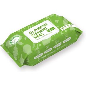Air Jungles All Purpose Car and Home Cleaning Wipes 70 Count, Extra Large 8" x 10" Size Cleaner Wipes for Car Interior Household Appliance Yoga Mat Desk Gym Equipment Couch Desk & Fabric
