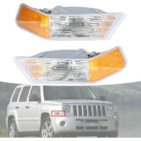 2-Pack Front Left and Right Turn Signal Lights Lamps Marker Corner Lights Replacement for Patriot 2007-2014 68004181AA 68004181AB