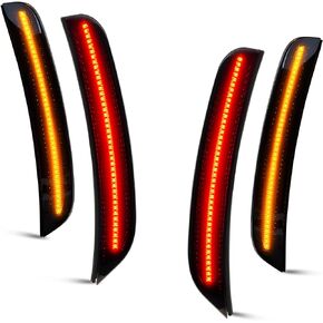 D-Lumina LED Side Marker Lights Red & Amber Side Lights for Dodge Charger 2015-2022, Smoked Lens Front & Rear Bumper Lights 2-Row Full LED Chips Reflectors Parking Lamp Indicator, Pack of 4