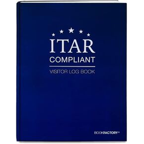 BookFactory ITAR Visitor Log Book/Visitor Register/Guest Sign-in - 100 Pages, 8" x 10" Soft Touch Hardbound (Official ITAR-International Traffic in Arms Regulations) (LOG-100-7CS-VM(ITAR-VISITOR-LOG))