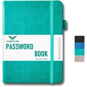 كتاب كلمة المرور مع علامات تبويب أبجدية - حافظة كلمات مرور بغلاف صلب لعنوان الإنترنت وتسجيل الدخول إلى الكمبيوتر، دفتر يوميات منظم كلمات المرور متوسط ​​الحجم للمنزل أو المكتب - 5.1 × 7 باللون الأخضر in Kuwait