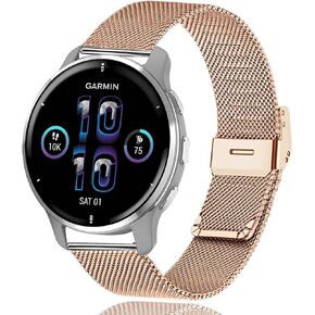Metal Bands for Garmin Venu/Venu Sq/vivoactive 3 Watch Band Women Men,20mm Quick Release Mesh Stainless Steel Wristband Strap for Garmin venu 2 plus/Venu sq 2,Forerunner 645/55/245 Music.