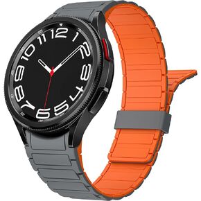 XRY Compatible with Samsung Galaxy Watch 6/Galaxy Watch 5/Galaxy Watch 4 Band 40mm 44mm, Galaxy Watch 5 Pro/Watch 4 6 Classic/Watch 3/Active 2, 20mm silicone Magnetic Strap Women Men