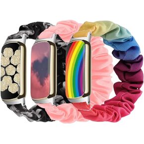 Scrunchies Bands Compatible with Fitbit Luxe Replacement Band For Women Man Fabric Pattern Strap Large Small Straps