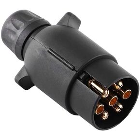 12V 7 Pin Trailer Plug N-Type Plastic Trailer Adapter, Keenso Round 7-Pole Wiring Plug Weatherproof Connector Adapter Trailer End Connector Black for Trailers Semitrailers Caravans