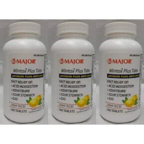Mintox Plus Antacid Tablets - 100ct. (3 Pack)
