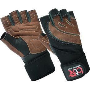 Weight Lifting Leather Padded Gloves for Men and Women Fingerless Body Building Long Wrist Support Training Gym Exercise Powerlifting Gloves Unisex Design