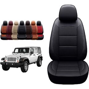 OASIS AUTO 2007-2017 Wrangler JK Custom Leather Seat Covers (2007-2010 Wrangler 4-Door, Black)