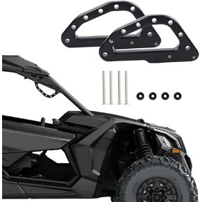 UTV X3 Roll Bar Grab Handle Compatible with Can-Am Maverick X3 XDS XRS XMR XRC Turbo RR 2017-2023,Black Coating Aluminium Heavy Duty Cage Handles 2PCS