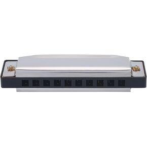 Harmonica, 10 Hole Metal Harmonica, Blue Rock Jazz Folk Harmonicas, Suitable for Beginner, Adults, Children's Gift (Silver)