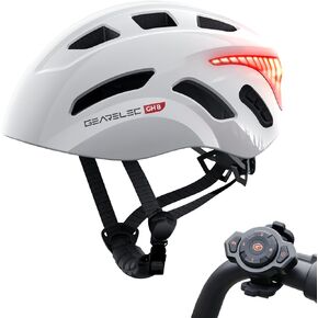 GEARELEC Bluetooth Smart Bike Helmet 【2-8 Riders Full-Duplex Intercom】【Hi-Fi Speaker & Mic】, Road Bike Helmet Fit Size: 21.25-24.8 in., Bright Tail Light, CE & CPSC, Bike Helmet Adult Men Women-White