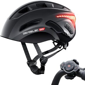 GEARELEC Bluetooth Smart Bike Helmet 【2-8 Riders Full-Duplex Intercom】【Hi-Fi Speaker & Mic】, Road Bike Helmet Fit Size: 21.25-24.8 in., Bright Tail Light, CE & CPSC, Bike Helmet Adult Men Women -Black
