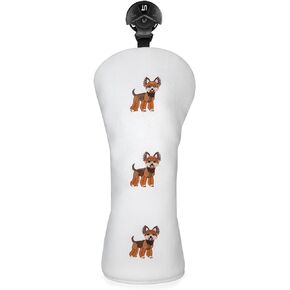 Lovely Dogs Golf Club Head Covers, Driver Headcover, Hybrid Headcover, Rotatable 3 5 Fairway Wood Cover - Premium White Golf Headcover for Woods and Driver