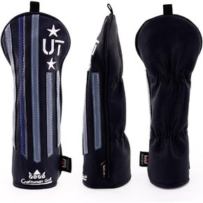 Craftsman Golf Blue Strips Black PU Leather #1 F X UT Golf Driver Headcover Fairway Wood Cover Hybrid Golf Clubs Head Covers,Star Design