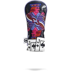 Pins & Aces Royal Flush Head Cover - Premium, Hand-Made Leather Headcover - Ace of Spades & Magnetic Closure, Tour Quality Golf Club Cover - Style and Customize Your Golf Bag (Hybrid) in Saudi Arabia