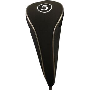 Black Golf Zipper Head Cover #5 Fairway Wood Metal Headcover Neoprene Traditional Plain Protective Cover Fits All Fairway Golf Clubs for Golfing Buddies