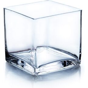 WGV Cube Glass Vase, Candle holder, 3"x3"x3", Clear Elegant Floral Accent Container Planter Terrarium Storage for Wedding Party Ceremony Event Office Home Decor, 1 Piece