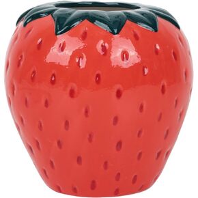 Fixwal Cute Strawberry Vase Vintage Ceramic Vase 6.3Inch Aesthetics Flower Vases for Home Kitchen Office Valentine's Day Decoration