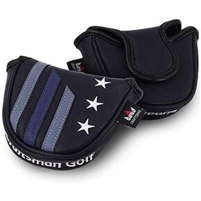 Craftsman Golf Blue Strips Mallet Putter Cover Magnetic Closure Also for Personized Custom Order with Your Name Stiched
