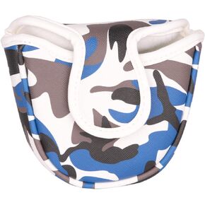 Golf Builder Blue Camouflage Golf Club Mallet Putter Head Cover Thick Leather Mallet Cover with Magnetic Closure