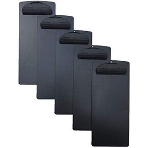 HERF Plastic Clipboard Use to Clip Menu or Storage Papers, 4x9in, 5-Pack (Black)