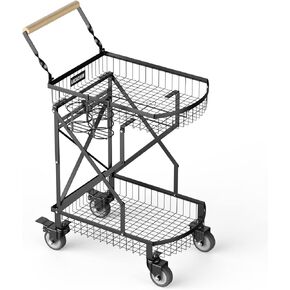 Foldable Shopping Cart for Groceries, Collapsible Carts with 360° Rolling Swivel Wheels, Heavy Duty Multi Function Folding Utility Cart for Camping Gear, Traveling, Laundry, Garden, Pantry, Garage
