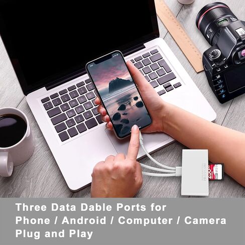 قارئ بطاقات 5 في 1، قارئ بطاقات الذاكرة، بطاقة SD، محول OTG لأجهزة i-Phone/i-Pad، USB C و2 USB A مع فتحات بطاقة Micro SD وSD، يدعم SD/Micro SD/SDHC/SDXC/MMC - أليف العالمية in Saudi Arabia
