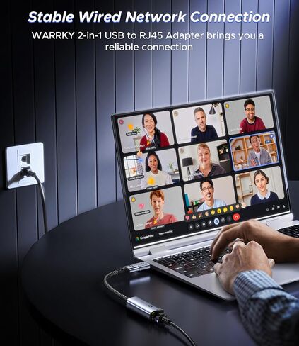محول USB إلى إيثرنت، محول USB إلى إيثرنت بسرعة 1 جيجابت في الثانية، [مطلي بالذهب] WARRKY 2 في 1 USB 3.0 ومحول USB-C إلى إيثرنت، متوافق مع Mac وiPad Pro وiPhone 15 وXPS وWindows وLinux وSwitch ، مي بوكس in Saudi Arabia