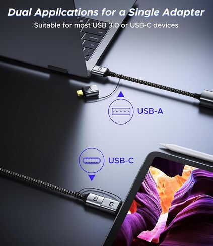 محول USB إلى إيثرنت، محول USB إلى إيثرنت بسرعة 1 جيجابت في الثانية، [مطلي بالذهب] WARRKY 2 في 1 USB 3.0 ومحول USB-C إلى إيثرنت، متوافق مع Mac وiPad Pro وiPhone 15 وXPS وWindows وLinux وSwitch ، مي بوكس in Kuwait
