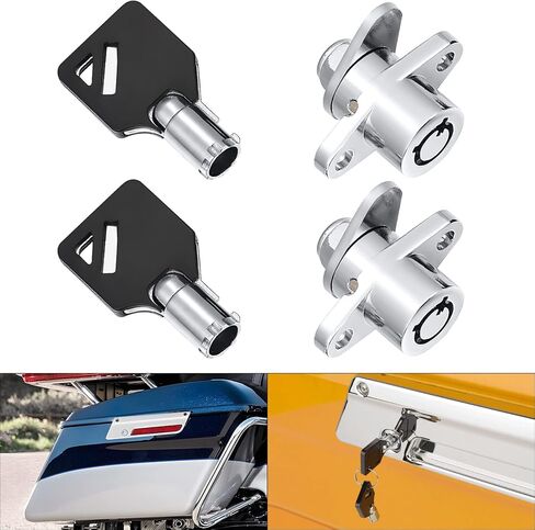 مجموعة أقفال السرج الصلبة المكونة من مفتاحين متوافقة مع Harley Davidson 1993-2013 Electra Glide Ultra Classic Street Glide Road Glide Road King (قفلان ومفتاحان) in Kuwait