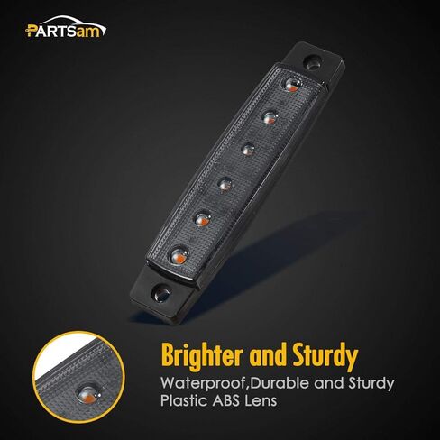Partsam 20Pcs 3.8" Smoked Thin line Trailer Amber Led Side Marker Clearance Lights 6 LED Surface Mount Trailer marker lights, Led marker lights for trucks, Truck cab marker lights, RV marker lights in Saudi Arabia