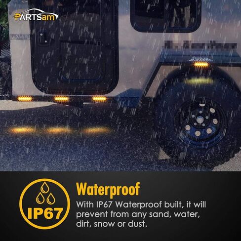 Partsam 20Pcs 3.8" Smoked Thin line Trailer Amber Led Side Marker Clearance Lights 6 LED Surface Mount Trailer marker lights, Led marker lights for trucks, Truck cab marker lights, RV marker lights in Saudi Arabia
