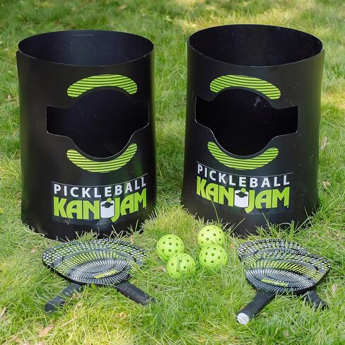 Kan Jam Pickleball - العب Pickleball Anywhere - لعبة كرة المخلل القائمة على الفريق - تتضمن 4 مجاديف كرة مخلل و4 كرات مخلل، أسود/أخضر in Kuwait