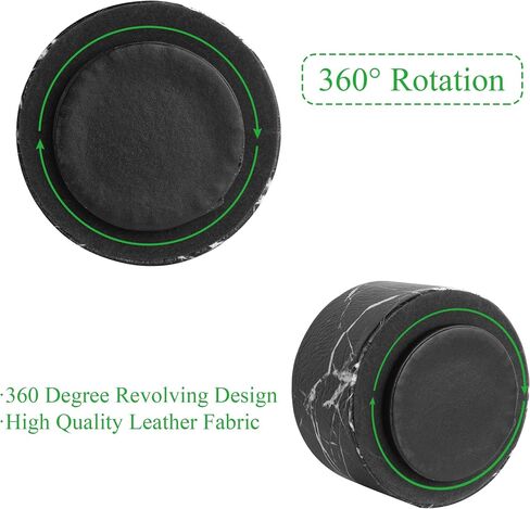 Round Leather Art Supply Organizer,Remote Control Holder,360 Degree Spinning,Multi-Functional Pencil Holder,4 Compartments Desktop Stationary Organizer(1-Black Splash Ink) in Saudi Arabia