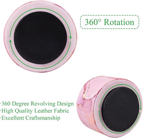 Round Leather Art Supply Organizer,Remote Control Holder,360 Degree Spinning,Multi-Functional Pencil Holder,4 Compartments Desktop Stationary Organizer(1-Black Splash Ink) in Saudi Arabia