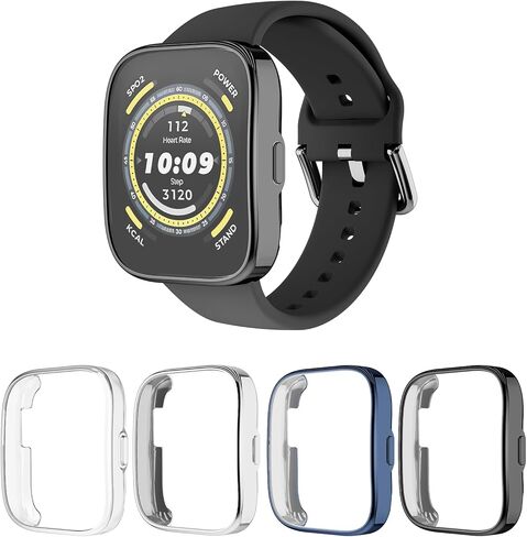 حافظة حماية للشاشة للساعة الذكية Amazfit Bip 5، 4 عبوات من غطاء الوجه الواقي من البولي كربونات الصلب المدمج في الزجاج المقسى لـ Amazfit Bip 5 in Kuwait