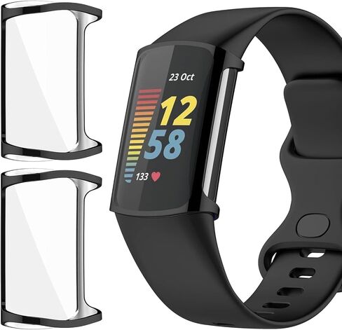 جراب واقي شاشة Fitbit Charge 6/5، غطاء وجه متين ناعم من مادة TPU مع غطاء حماية كامل محيطي للساعة الذكية Charge 6/5 in Kuwait
