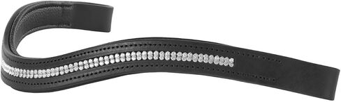 Harrison Howard Curved Padded Diamond Decorated Leather Browband for Horse Bridles Bling browband Black Large in Saudi Arabia