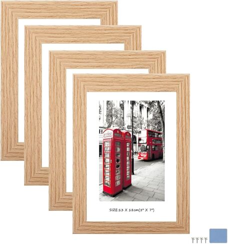 إطارات صور مقاس 4×6 مع مشبك دوار على الظهر، مجموعة من 4 صور خشبية مع زجاج شبكي عالي الدقة، إطارات سوداء مقاس 4×6 لعرض الحائط والطاولة، إطارات صور سوداء متينة in Kuwait